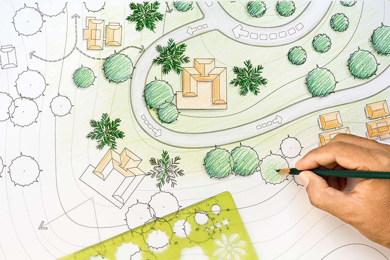 Landscape Architect drawing a plan